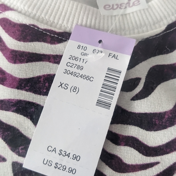 NWT Girls Zebra Sweatshirt - Size M (10) - Picture 2 of 9